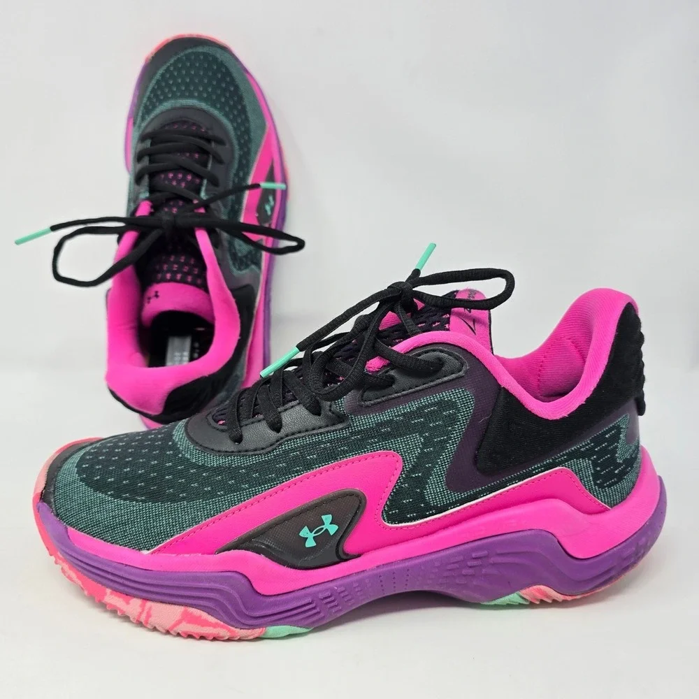 Under Armour Spawn 4 Basketball Shoes Black Pink Purple Mens 9 3028834-001